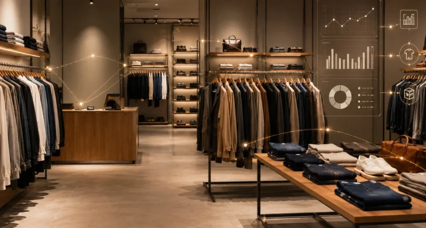 Retail store representing RFID-enabled inventory visibility and connected commerce