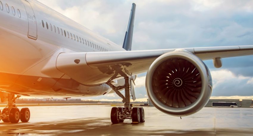 Commercial aircraft representing RFID-enabled airline and aerospace operations