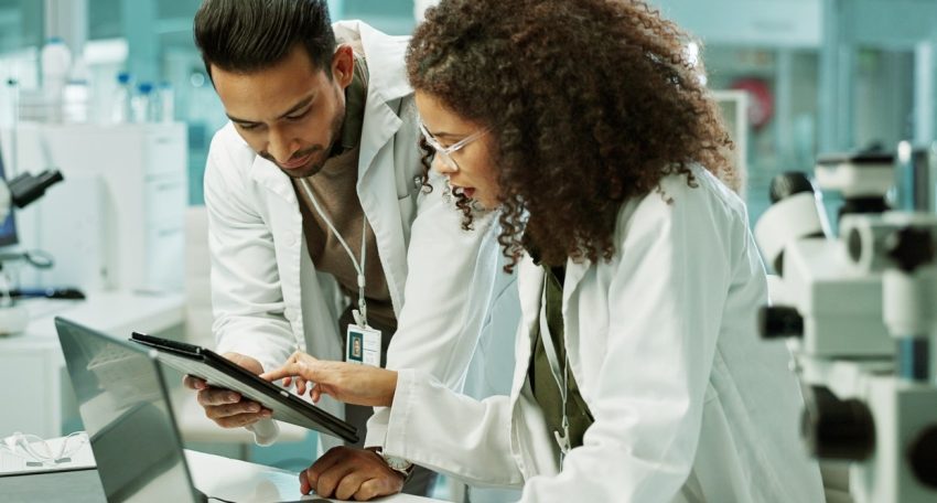 Healthcare professionals representing RFID-enabled clinical and pharmaceutical operations